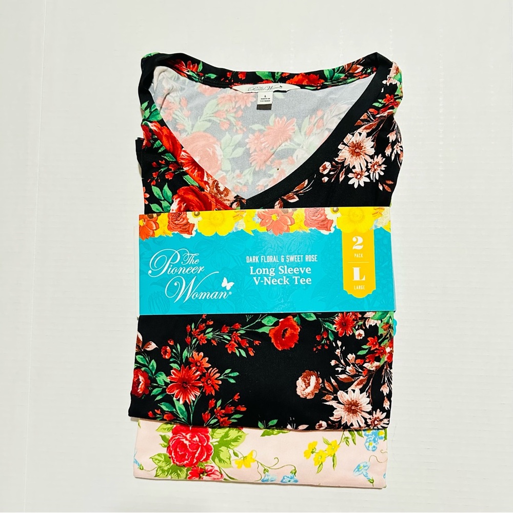 The Pioneer Woman 3/4 Sleeves T-shirts Sweet Rose & Dark Floral NEW - Picture 4 of 6